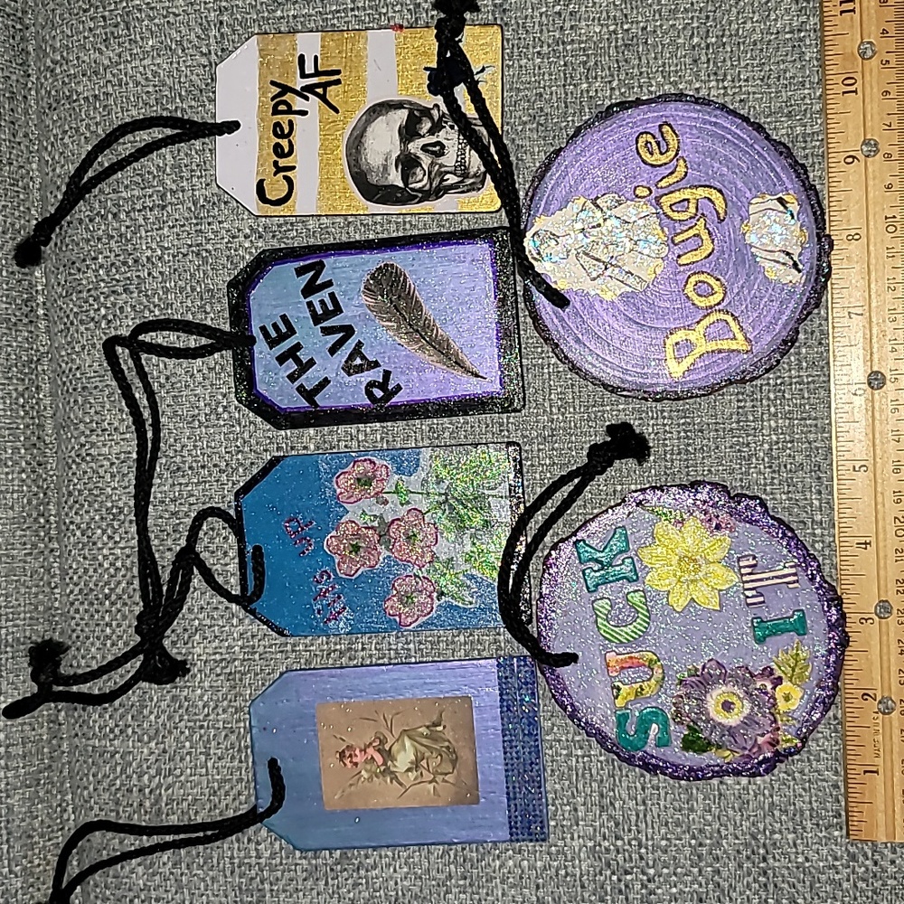 6 Snarky Funny Sarcastic Sayings Tags and Ornaments. Handcrafted Decorative